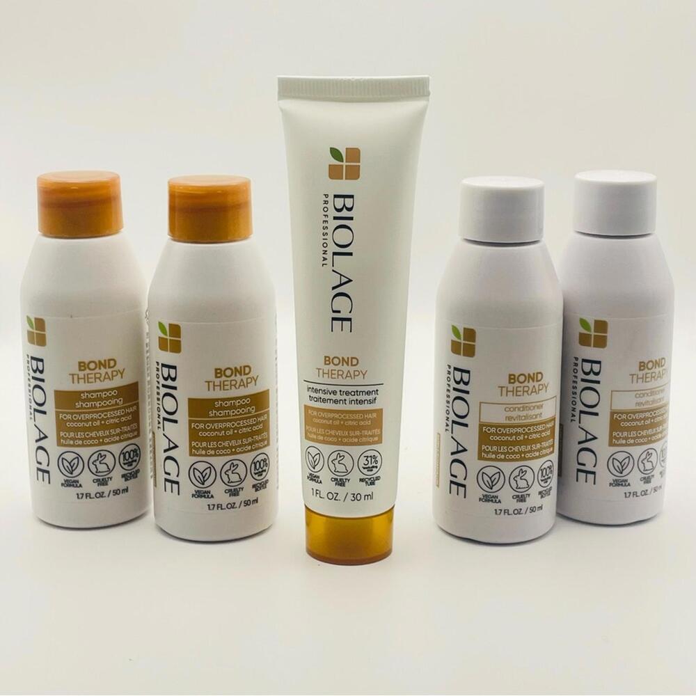 BIOLAGE Bond Therapy 5 Piece Travel Hair Care Set -Shampoo/Conditioner/Treatment